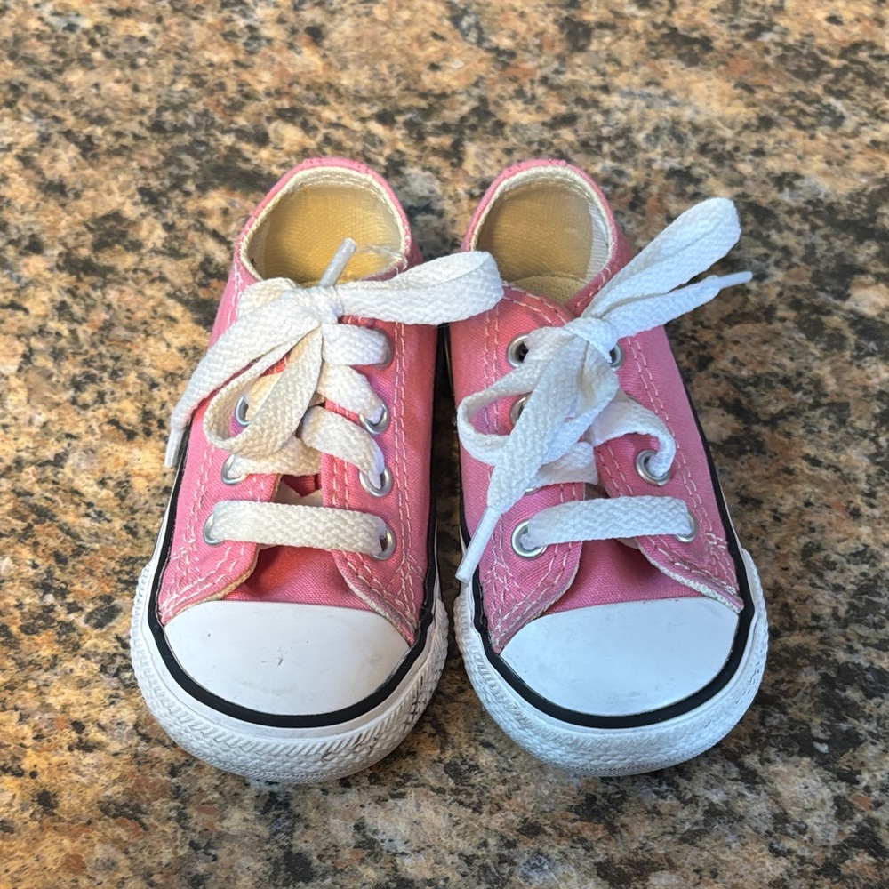 Converse Pink Canvas Kids Low-Top Sneakers with White Laces